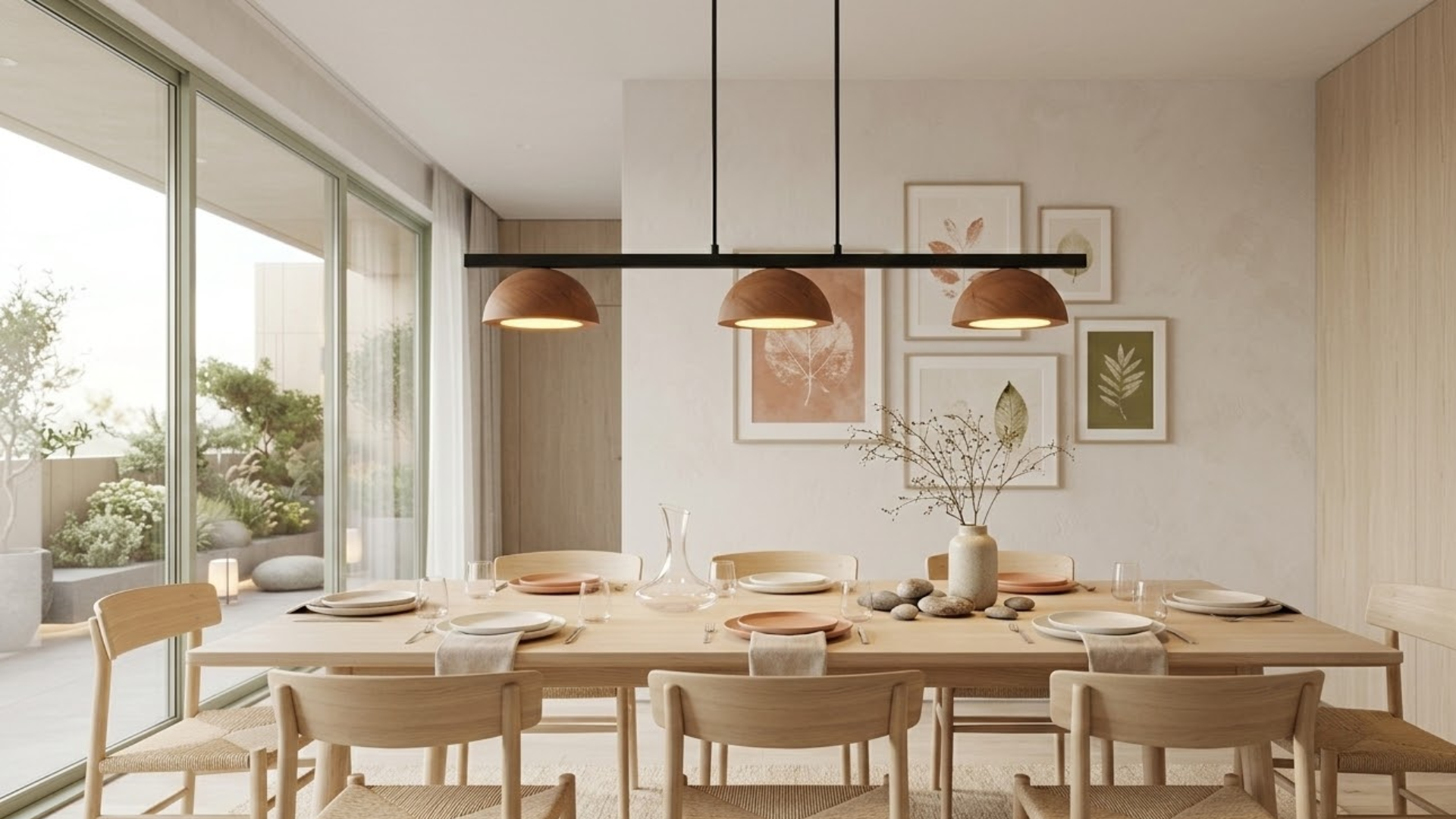 pendente luminaria moderna taylor placas de led com madeira 80cm